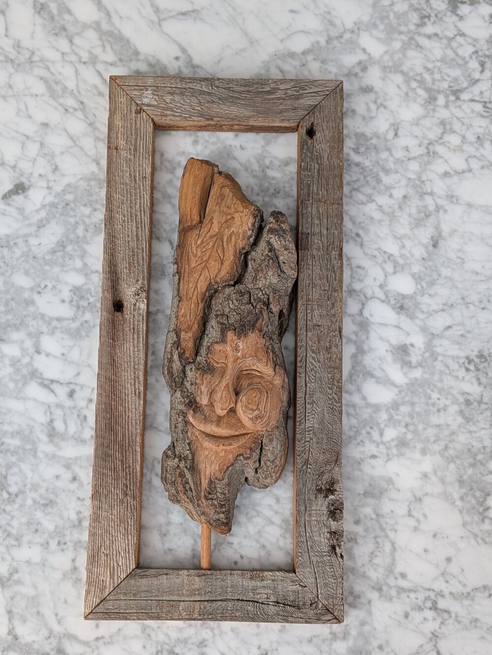 VTG Wood Handcarved Spirit Tree Face sculpture natural carving weathered frame